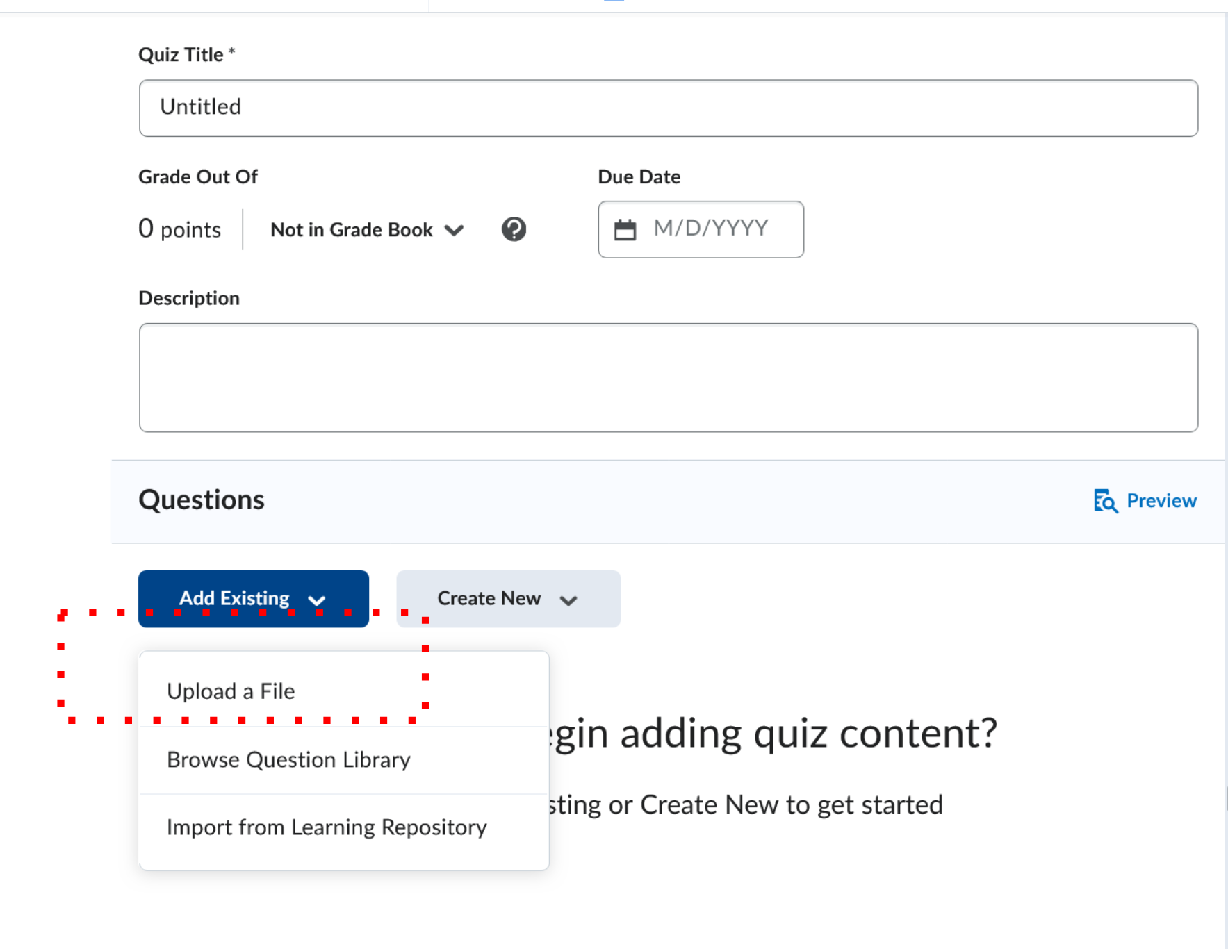 Example of uploading student work